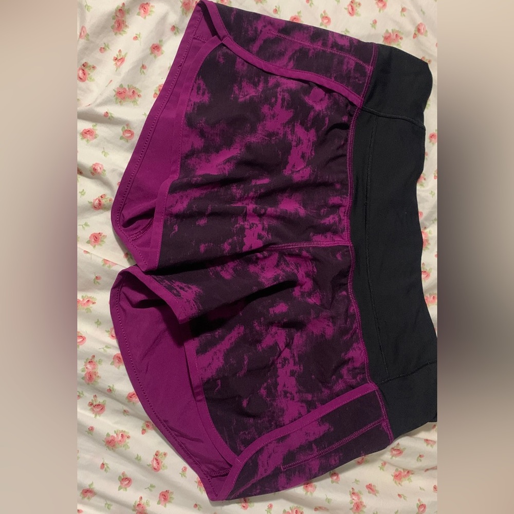 Purple and Black Tie Dye Speed Up Shorts Lululemon
